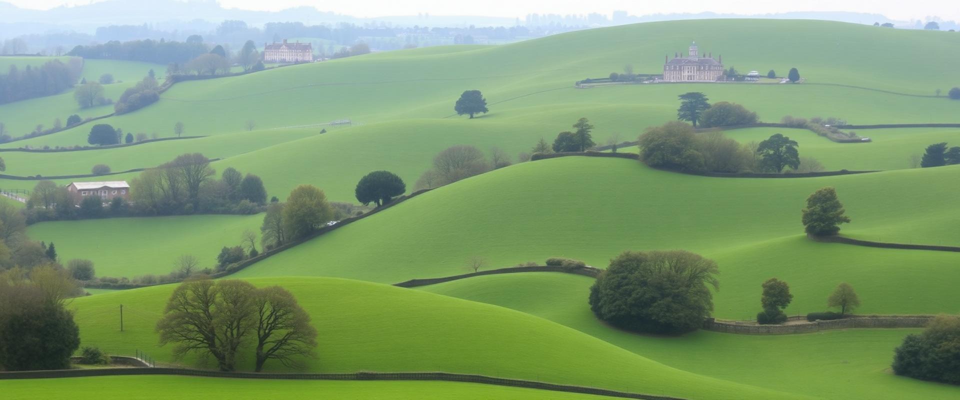 Lush green rolling hills of the Royal Berkshire countryside with period properties