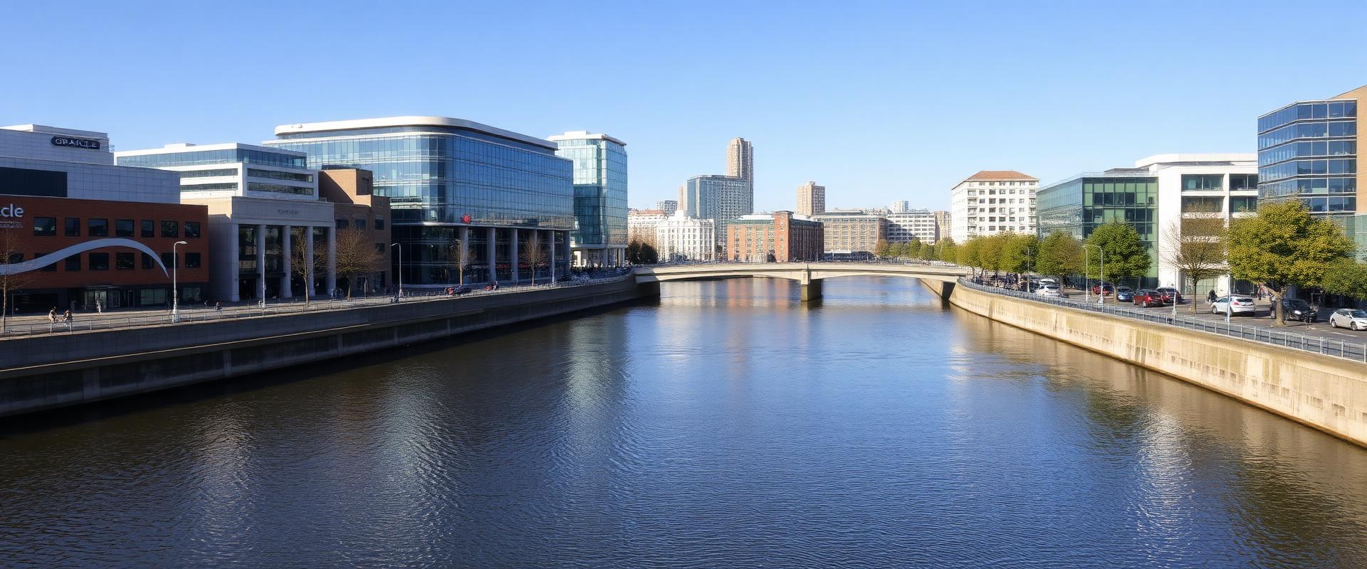 Reading town centre in Berkshire with modern cityscape along the River Thames
