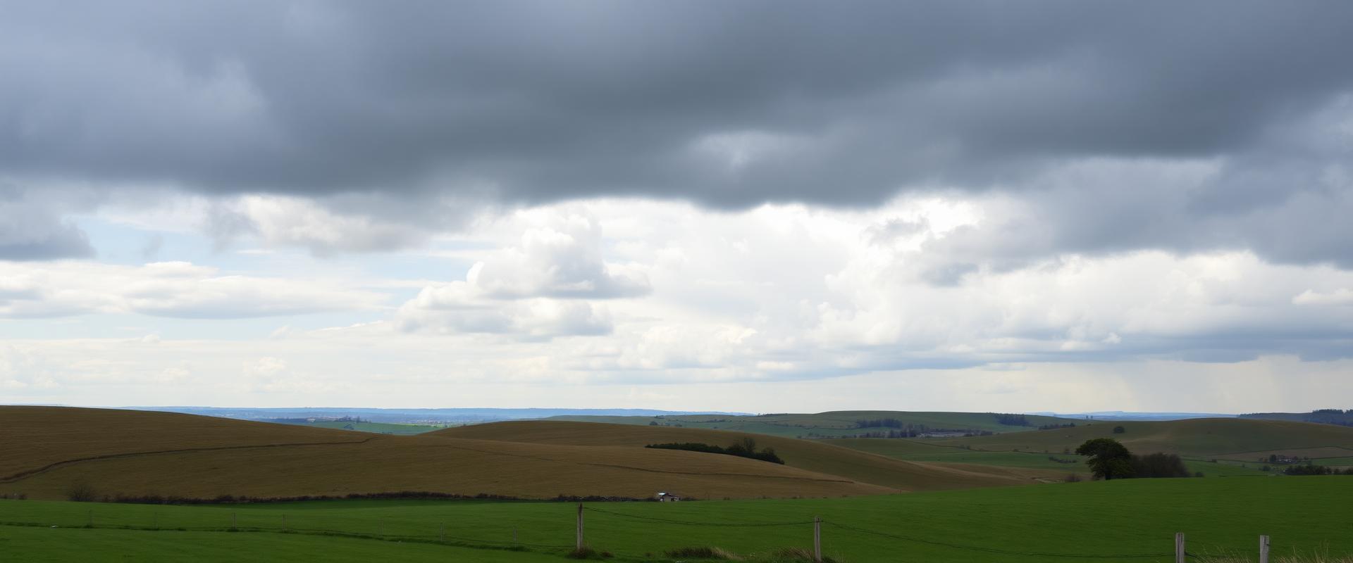 Salisbury Plain in Wiltshire with sweeping chalk downland under dramatic skies